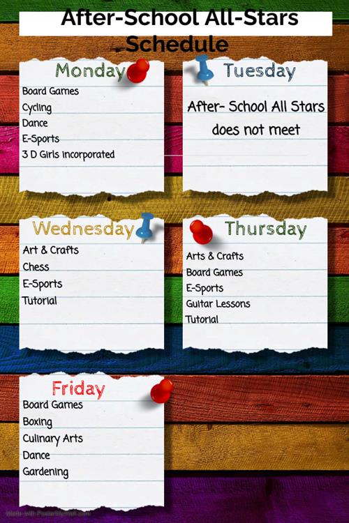 After-School All-Stars Schedule